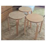 Lot of (3) Wood Stools