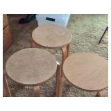 Lot of (3) Wood Stools