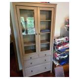 Glass Door Wood Cabinet 2-door/4-drawer/4-shelf