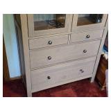 Glass Door Wood Cabinet 2-door/4-drawer/4-shelf