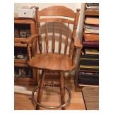 Solid Wood Swivel Bar Armchair with Metal Footrest