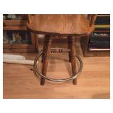 Solid Wood Swivel Bar Armchair with Metal Footrest