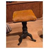 Victorian style Piano Stool with Gold Velvet Cushion and Cast Iron Base