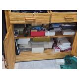 Glass Door Wood Kitchen Hutch 4-door/2-drawer/6-shelf