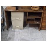Wood Office Desk 2-shelf