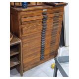 Vintage Wood Flat File Cabinet with Custom Drawers by Hamilton Manufacturing