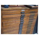 Vintage Wood Flat File Cabinet with Custom Drawers by Hamilton Manufacturing