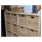 Ikea Wood Cube Organizer with (16) Pull-Out Wicker Baskets