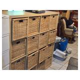 Ikea Wood Cube Organizer with (16) Pull-Out Wicker Baskets