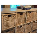 Ikea Wood Cube Organizer with (16) Pull-Out Wicker Baskets