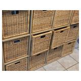 Ikea Wood Cube Organizer with (16) Pull-Out Wicker Baskets