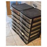 Lot of (2) Plastic Storage Cabinets 6-drawer