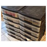 Lot of (2) Plastic Storage Cabinets 6-drawer
