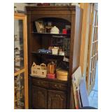Lighted Wood Display Cabinet with Lower Storage and Drawer