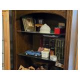 Lighted Wood Display Cabinet with Lower Storage and Drawer