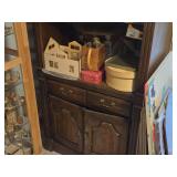 Lighted Wood Display Cabinet with Lower Storage and Drawer