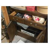 Lighted Wood Display Cabinet with Lower Storage and Drawer