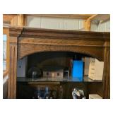 Lighted Wood Display Cabinet with Lower Storage and Drawer