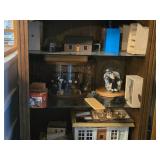 Lighted Wood Display Cabinet with Lower Storage and Drawer