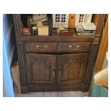 Lighted Wood Display Cabinet with Lower Storage and Drawer