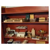 Red Wood Hutch with Glass Doors / 3-shelves (top) and Storage Doors / 4-shelves  (bottom)