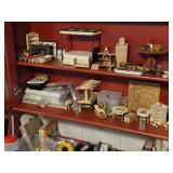 Red Wood Hutch with Glass Doors / 3-shelves (top) and Storage Doors / 4-shelves  (bottom)
