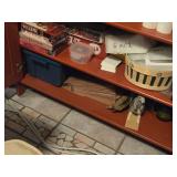 Red Wood Hutch with Glass Doors / 3-shelves (top) and Storage Doors / 4-shelves  (bottom)