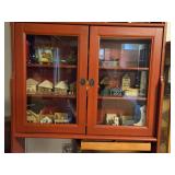 Red Wood Hutch with Glass Doors / 3-shelves (top) and Storage Doors / 4-shelves  (bottom)