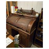 Vintage Roll-Top Wood Office Desk