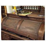 Vintage Roll-Top Wood Office Desk