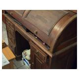 Vintage Roll-Top Wood Office Desk