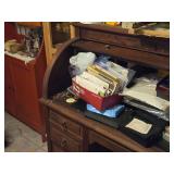 Vintage Roll-Top Wood Office Desk