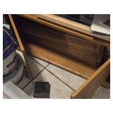 Swivel Top Wood TV Stand with Shelf and 2-Door Storage