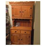 Wood Hutch with Carved Top, 2 Door Storage (top) and 2 Door / 2 Drawer Storage (bottom)