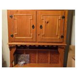 Wood Hutch with Carved Top, 2 Door Storage (top) and 2 Door / 2 Drawer Storage (bottom)