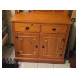 Wood Hutch with Carved Top, 2 Door Storage (top) and 2 Door / 2 Drawer Storage (bottom)