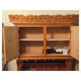 Wood Hutch with Carved Top, 2 Door Storage (top) and 2 Door / 2 Drawer Storage (bottom)