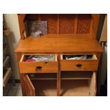 Wood Hutch with Carved Top, 2 Door Storage (top) and 2 Door / 2 Drawer Storage (bottom)