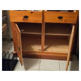 Wood Hutch with Carved Top, 2 Door Storage (top) and 2 Door / 2 Drawer Storage (bottom)