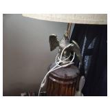 Americana Style Table Lamp with Brass American Eagle Figure 38"
