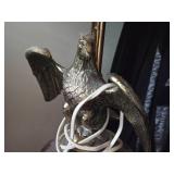 Americana Style Table Lamp with Brass American Eagle Figure 38"