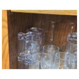 Lot of (1 Cupboard) Glassware - Bowls, Water Glasses, Pitchers, Serving Bowls, Vases, Candleholders