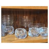 Lot of (1 Cupboard) Glassware - Bowls, Water Glasses, Pitchers, Serving Bowls, Vases, Candleholders