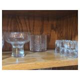 Lot of (1 Cupboard) Glassware - Bowls, Water Glasses, Pitchers, Serving Bowls, Vases, Candleholders