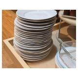 Lot of (1 Cupboard) Plates, Trays, Serving Trays, Lazy Susan, Shakers,
