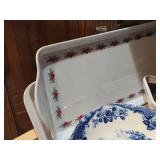 Lot of (1 Cupboard) Plates, Trays, Serving Trays, Lazy Susan, Shakers,