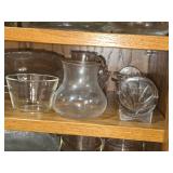 Lot of (1 Cupboard) Clear Glassware - Glasses, Pitchers, Plates, Bowls, Serving Bowls