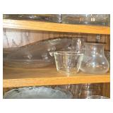Lot of (1 Cupboard) Clear Glassware - Glasses, Pitchers, Plates, Bowls, Serving Bowls