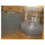 Lot of (1 Cupboard) Clear Glassware - Glasses, Pitchers, Plates, Bowls, Serving Bowls