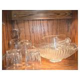 Lot of (1 Cupboard) Clear Glassware - Glasses, Stem Glass, Punch Bowl, Bowls